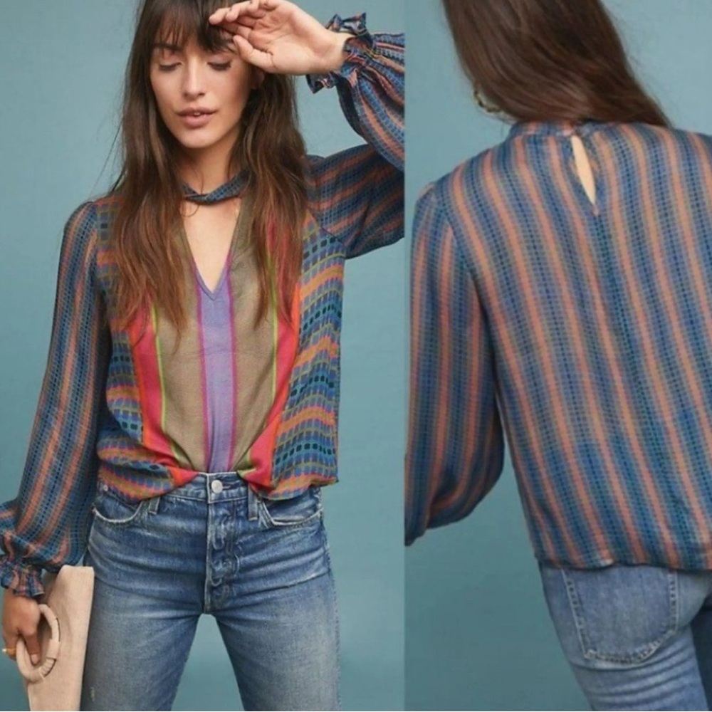 Anthropologie Conditions Apply Retro Peasant Blouse SIZE L